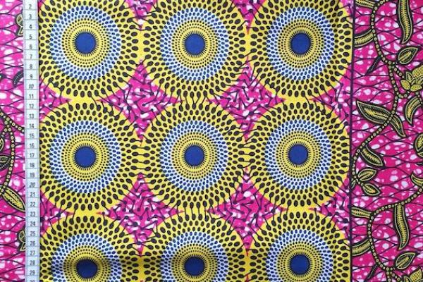 YELLOW CIRCLE JUNGLE Waxprint Stoff